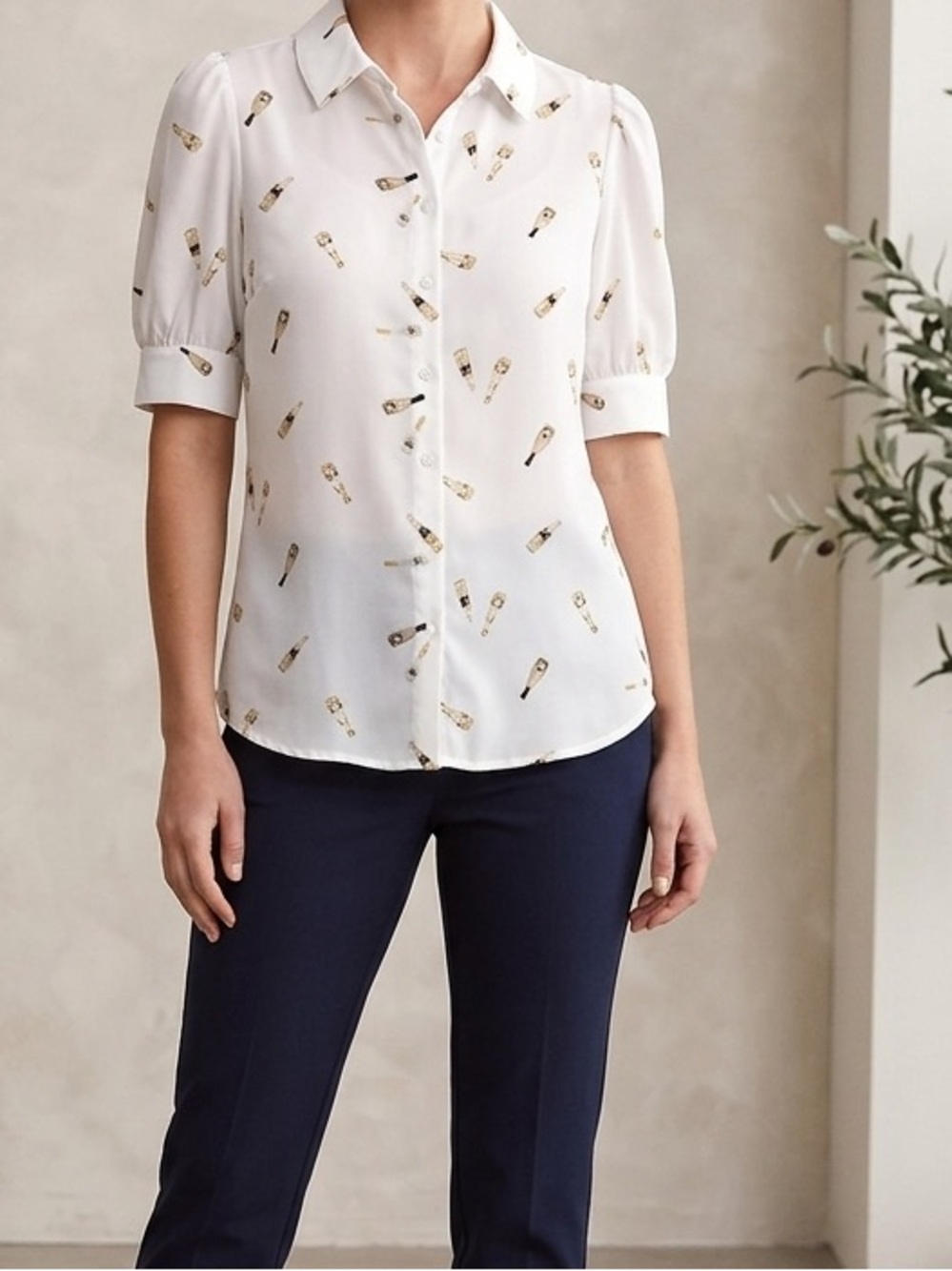 Champagne Print Blouse